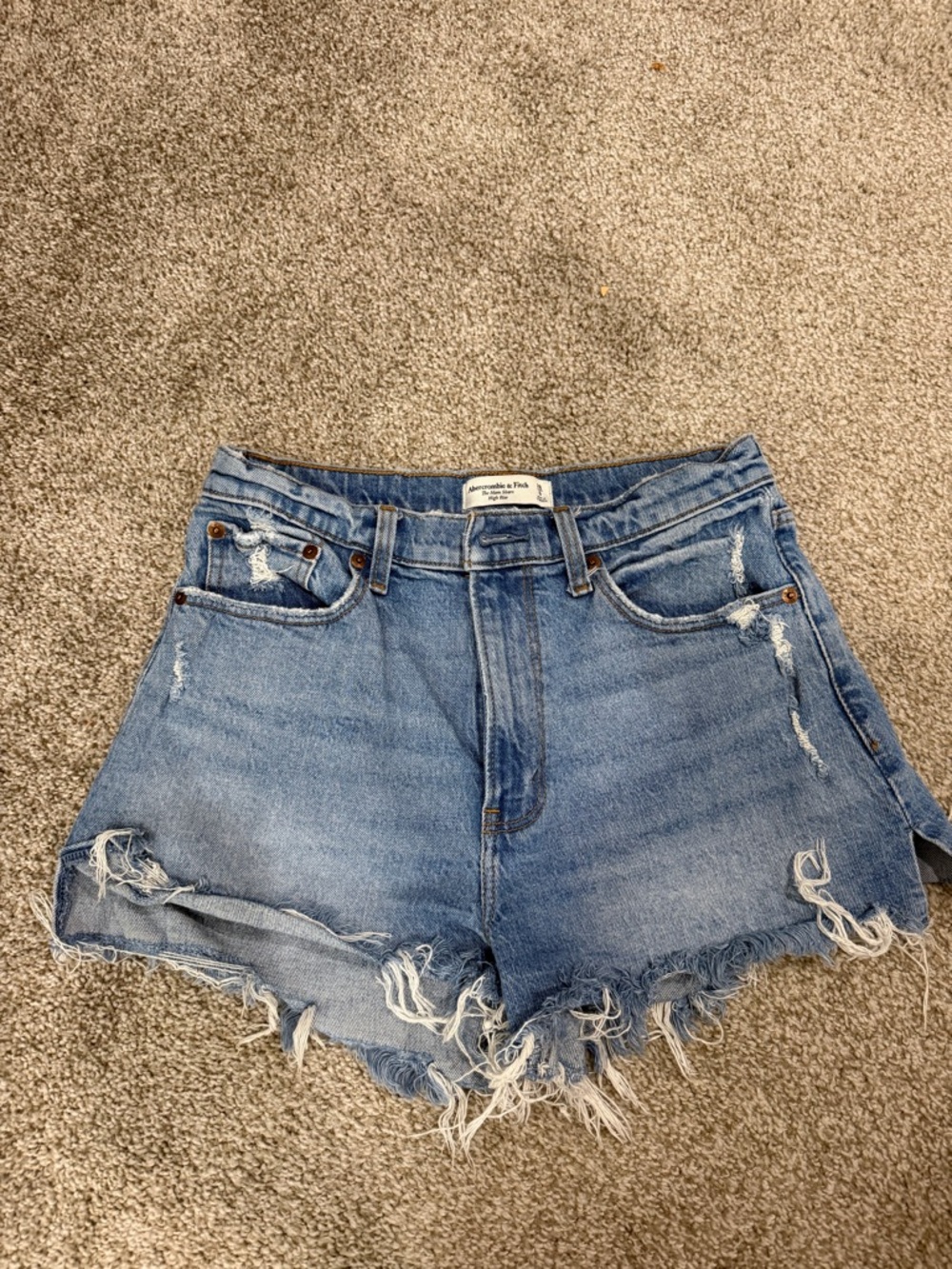 Abercrombie & Fitch Light Blue Distressed Denim Cutoff Shorts